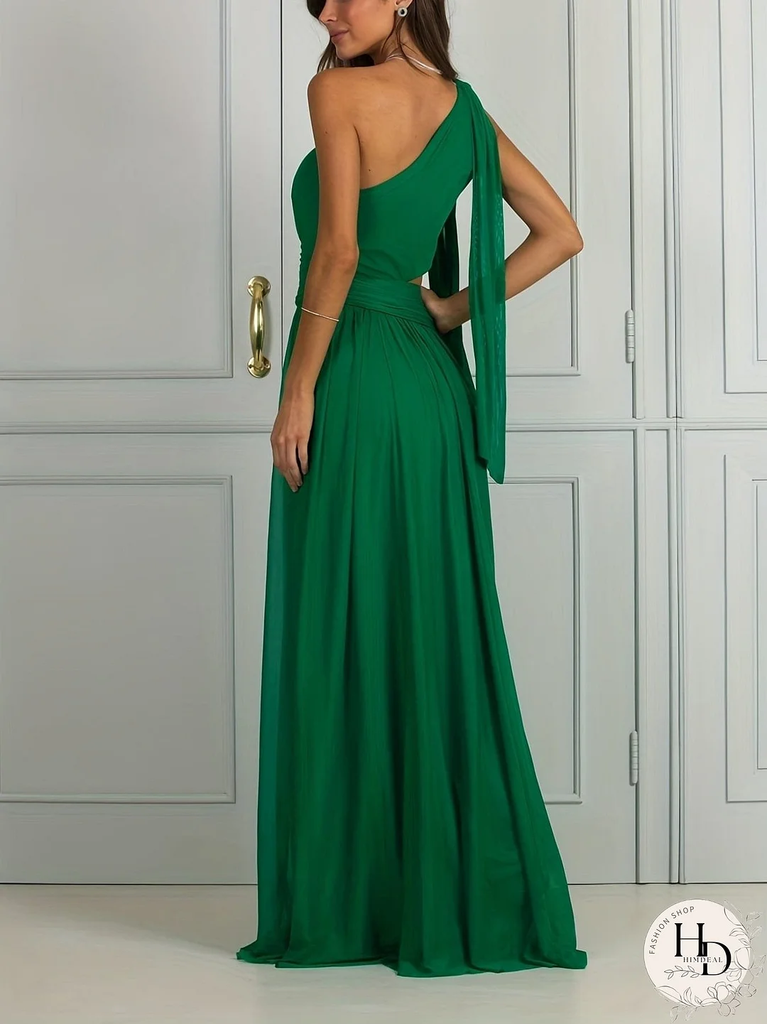 Bold One-Shoulder Ruched Asymmetrical Mesh Party Dress