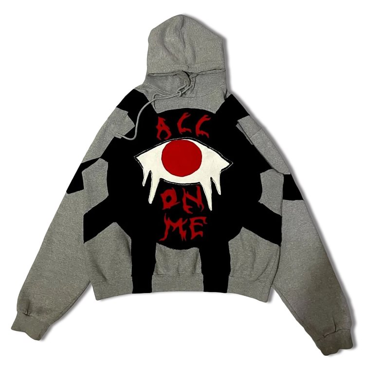Statement Eye Lettering Patch Print Hoodie