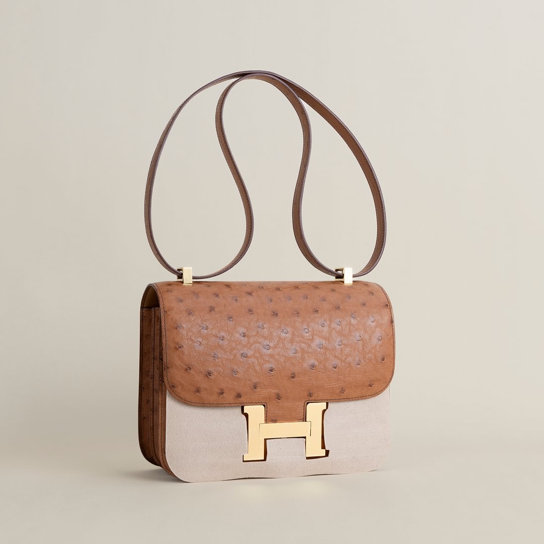 Constance 24CM Ostrich 35 Cognac GHW