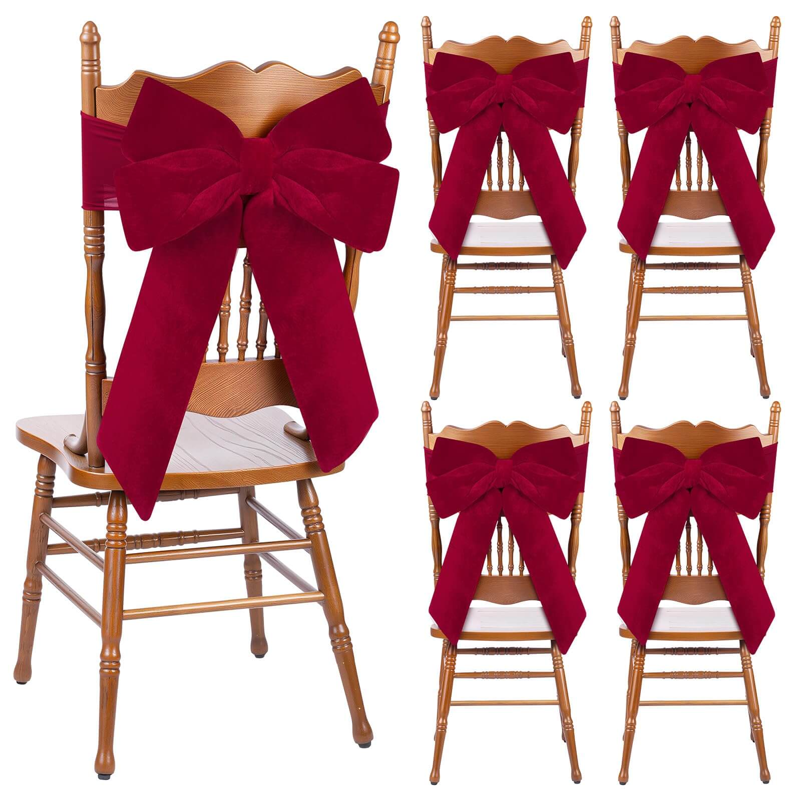 Christmas Velvet Chair Bow Covers (4 PCS)