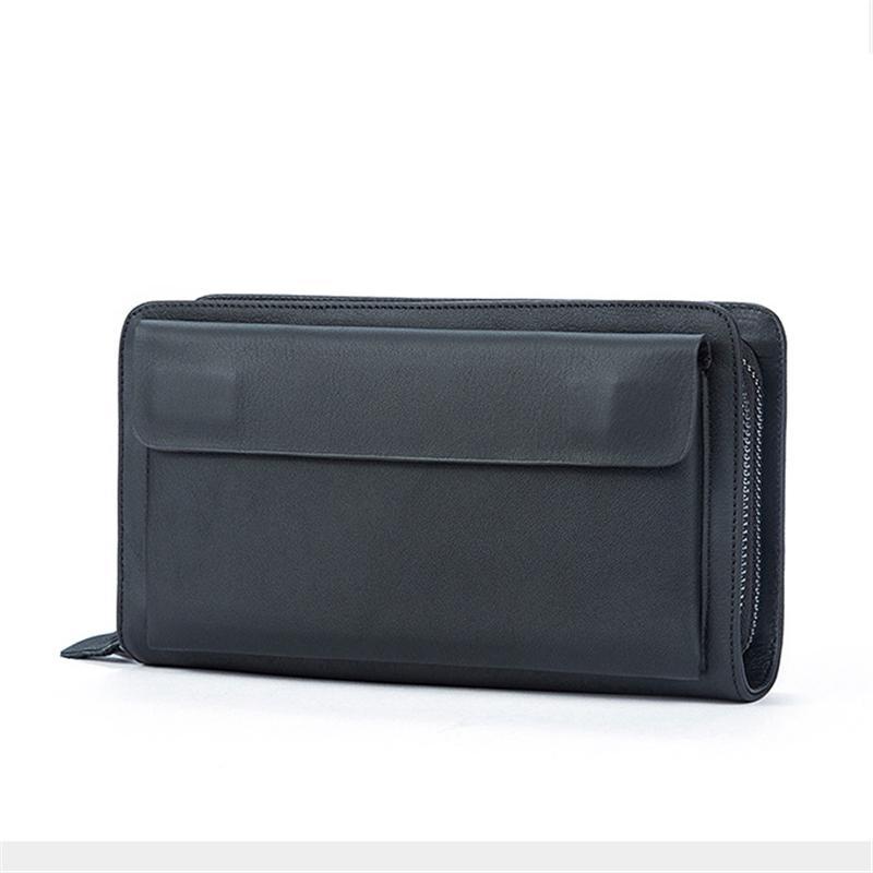 Card Holder Contrast Color Soft Leather Currency Pocket Zipper Closure Wallet