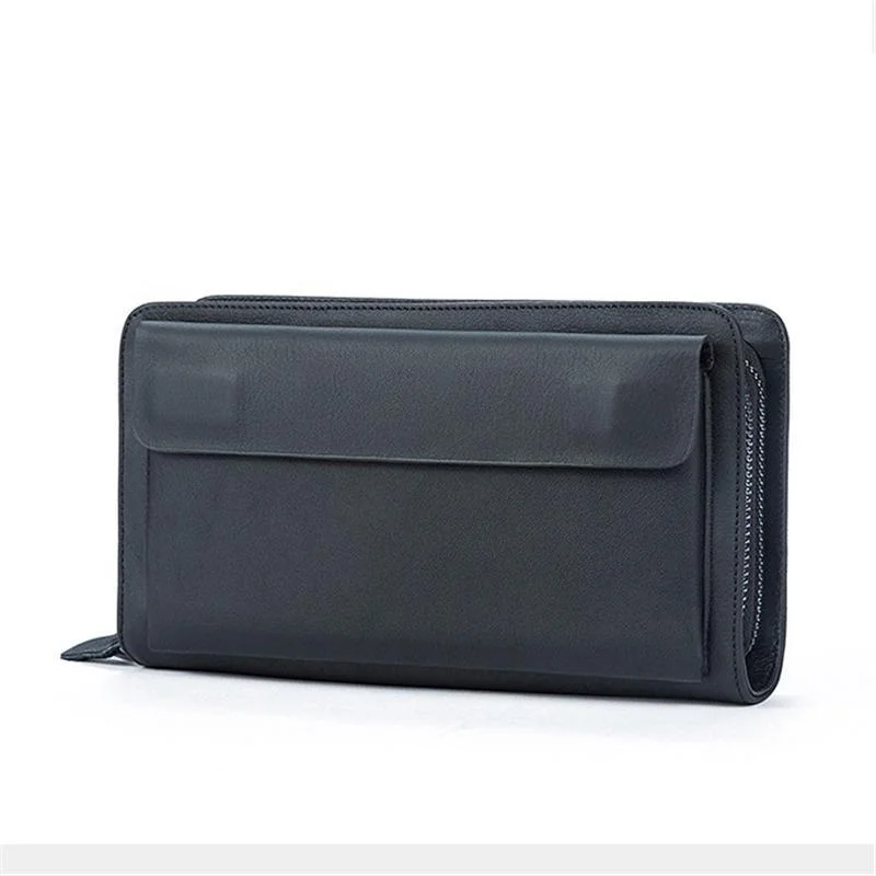 Card Holder Contrast Color Soft Leather Currency Pocket Zipper Closure Wallet
