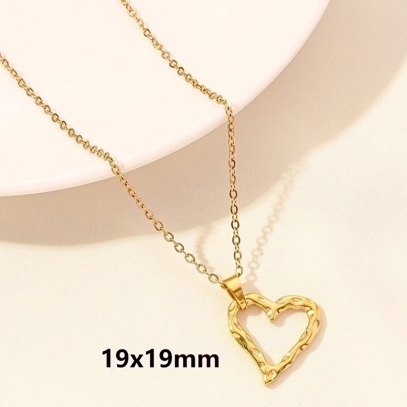 Elegant Minimalist Heart Shape 304 Stainless Steel 18K Gold Plated Plating Hollow Out Pendant Necklace