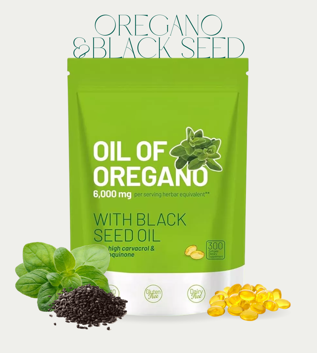 Oil of Oregano with Black Seed Oil 300 Capsules |Natural Antioxidants | Nutritional Support |Highly Effective Botanicals Dietary Healthcare Supplement