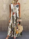 Fashion Floral Printed Sleeveless Maxi Dress