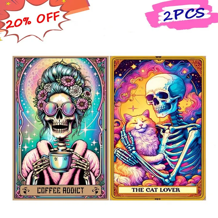 2pcs	Skull Tarot Card 40*60CM (Canvas) Full Square Drill Diamond Painting gbfke