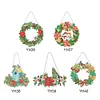5D DIY Special Shaped Diamond Painting Christmas Hanging Wreath With Lamp String Kit