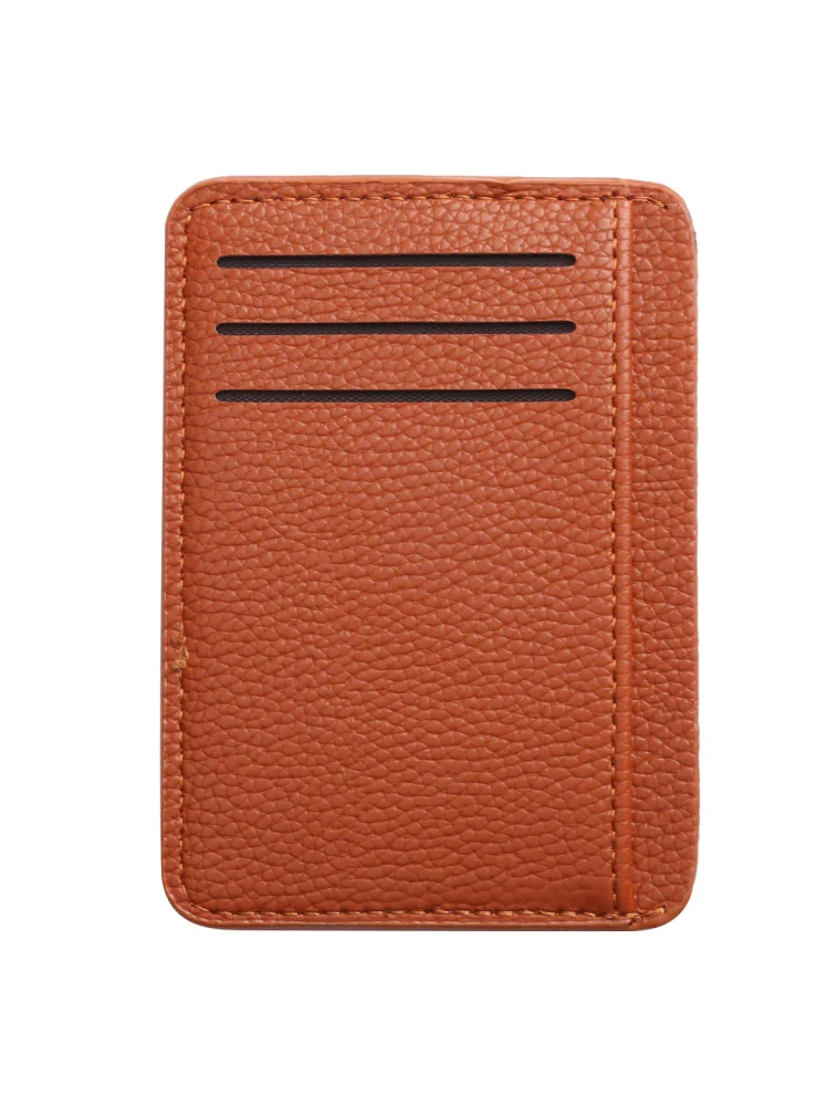 Retro Women Litchee Pattern Pure Color Card Case Mini Purse (Light Brown)