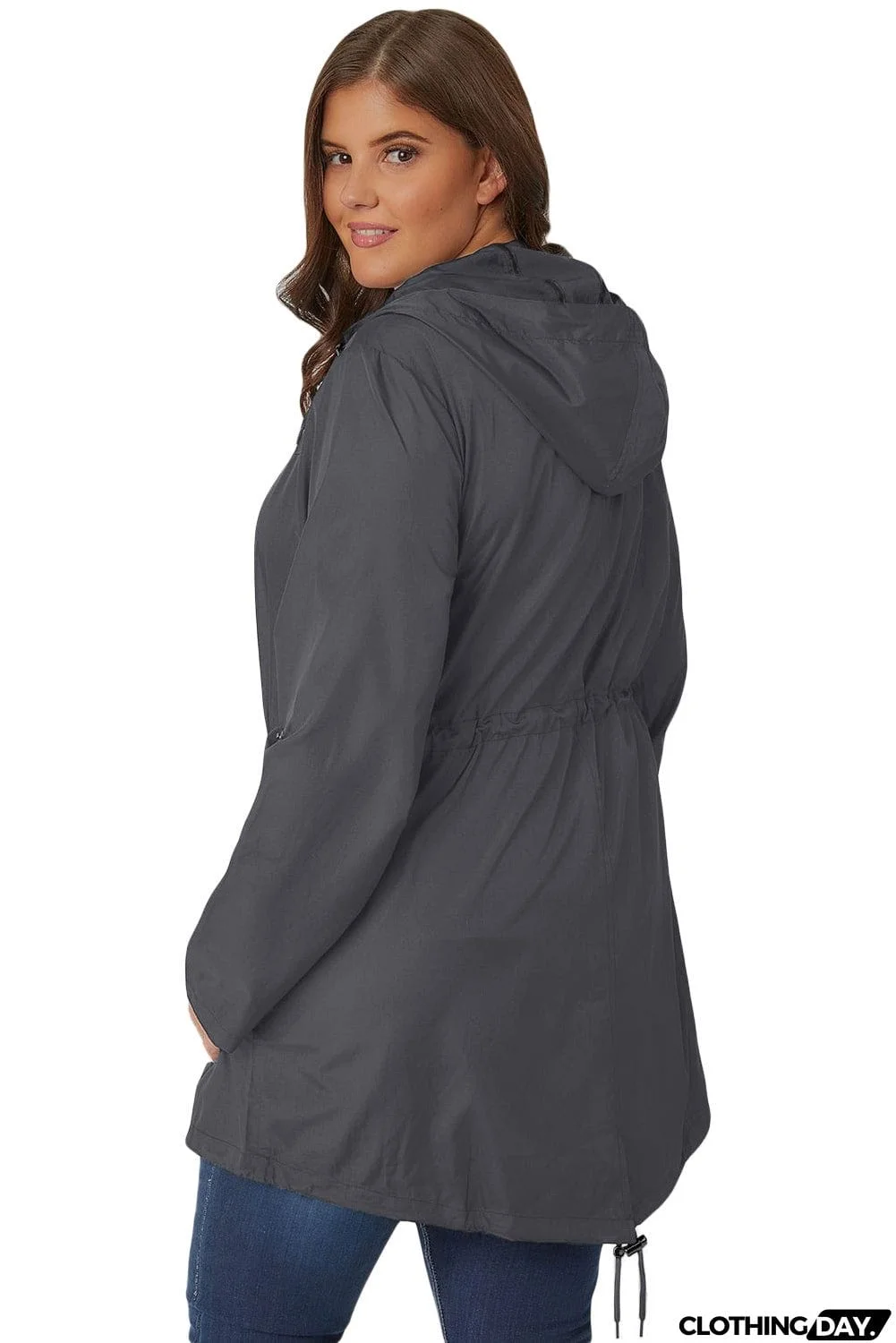 Plus Size Pocket Parka Jacket