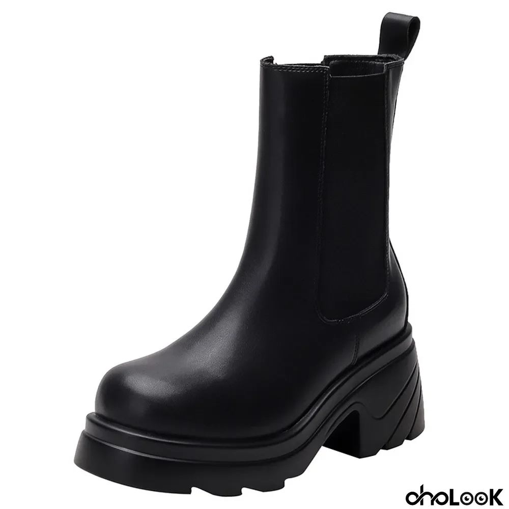 Martin Boots Women's Thick Heel Multi-Color Thick Sole Chimney High Heel Women's Chelsea Thin Autumn and Winter Short Boots