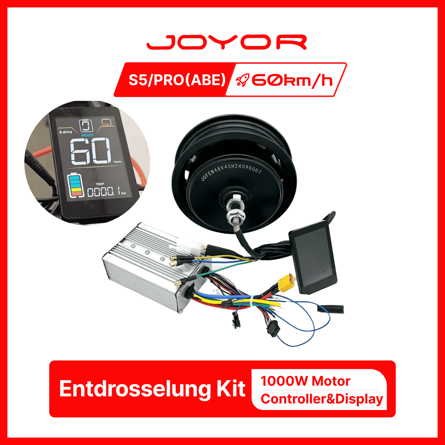 JOYOR S5 ABE/PRO 1000W Speed Unlock Upgrade Kit &ndash; Motor, Display & Controller for 60 km/h Top Speed