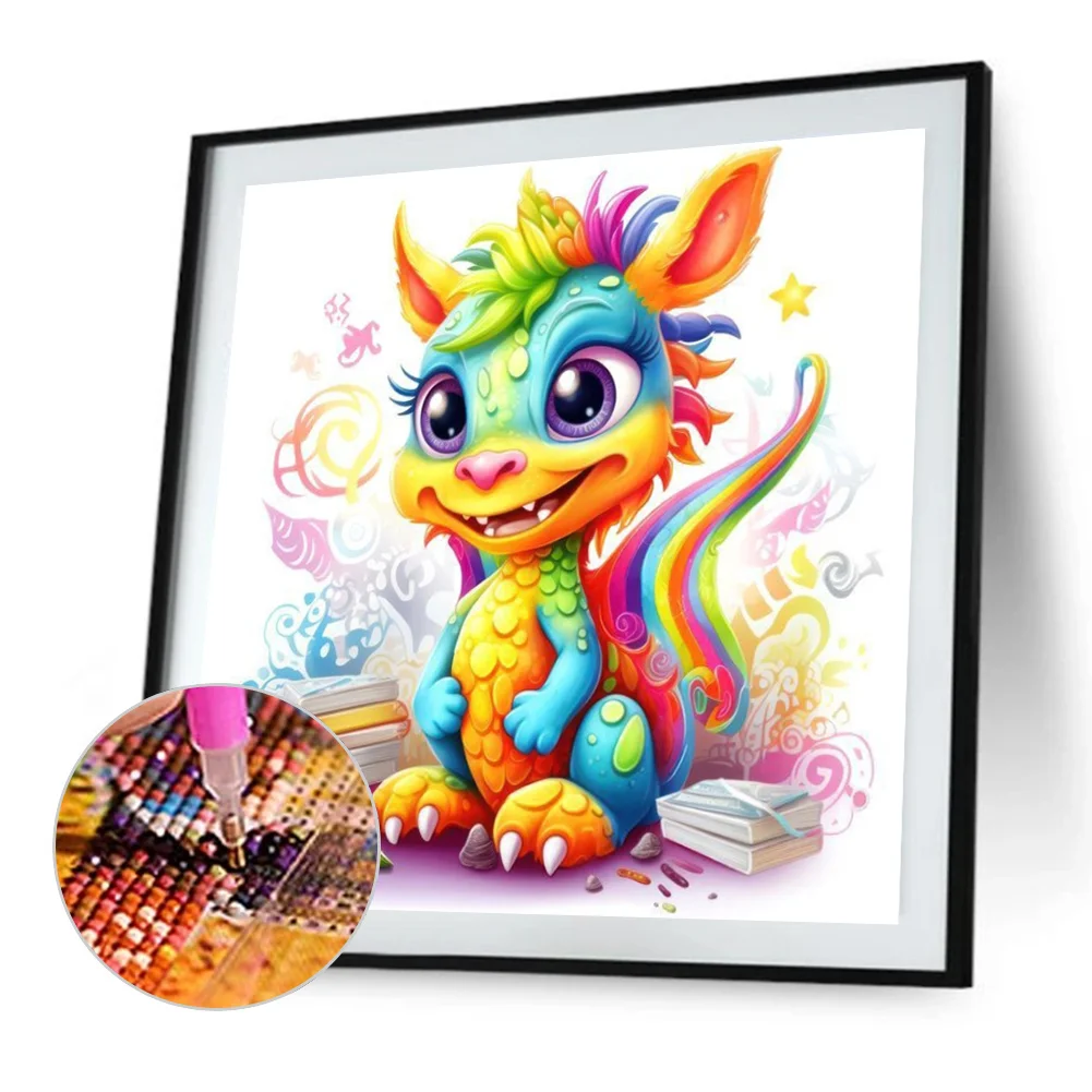 Partial AB Diamond Painting - Full Round Drill - Colourful Dinosaur(Canvas|45*45cm)