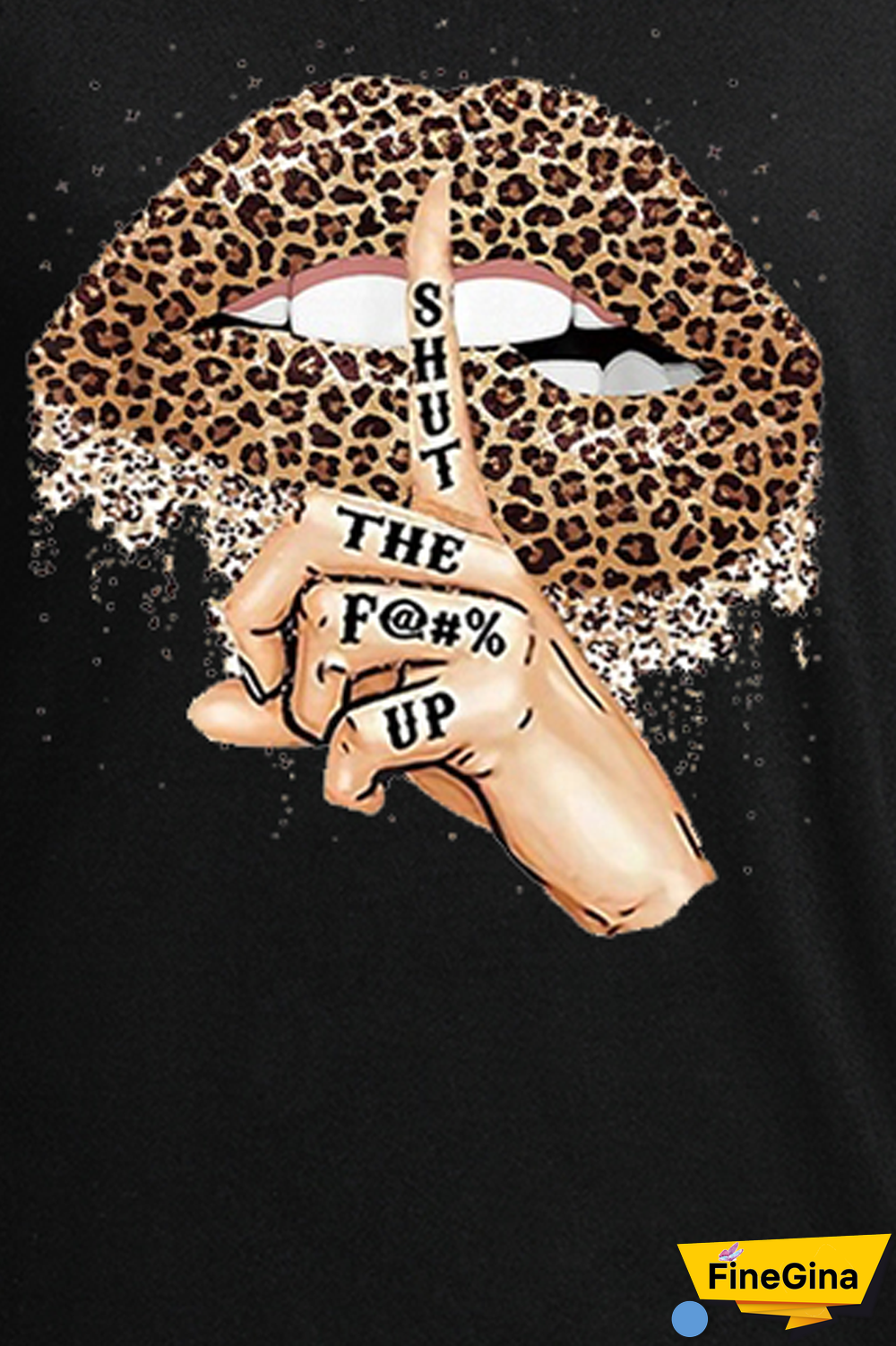 White Street Lips Printed Patchwork O Neck Tops