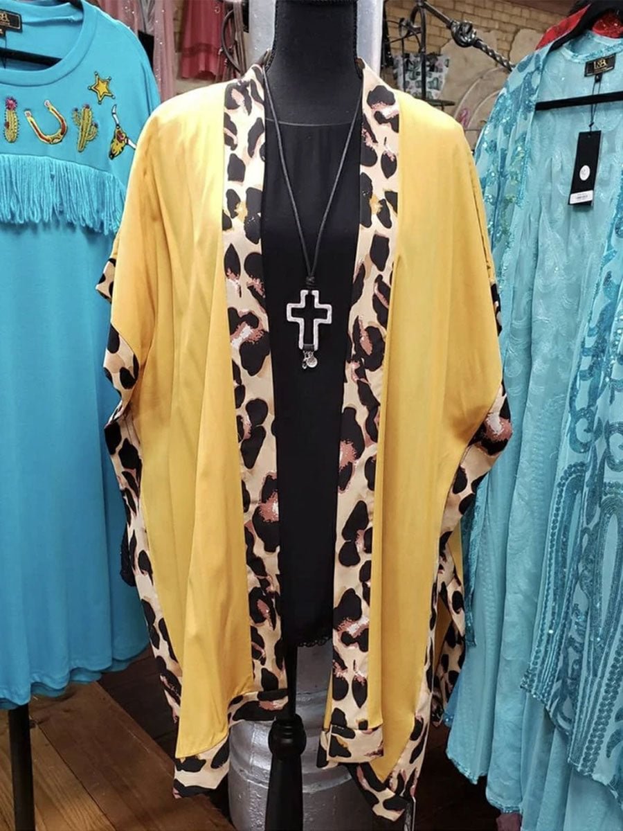 SUMMER SHIFT COTTON-BLEND BOHO LEOPARD OUTERWEAR