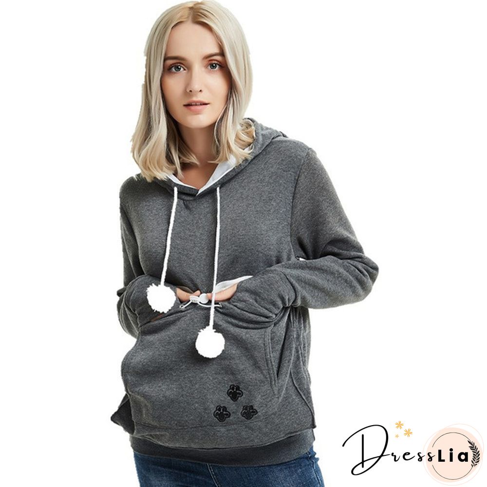 Winter Hoodies Fashion Pet Hoodie Cat And Dog Big Pocket Lovers Long Sleeve Coat