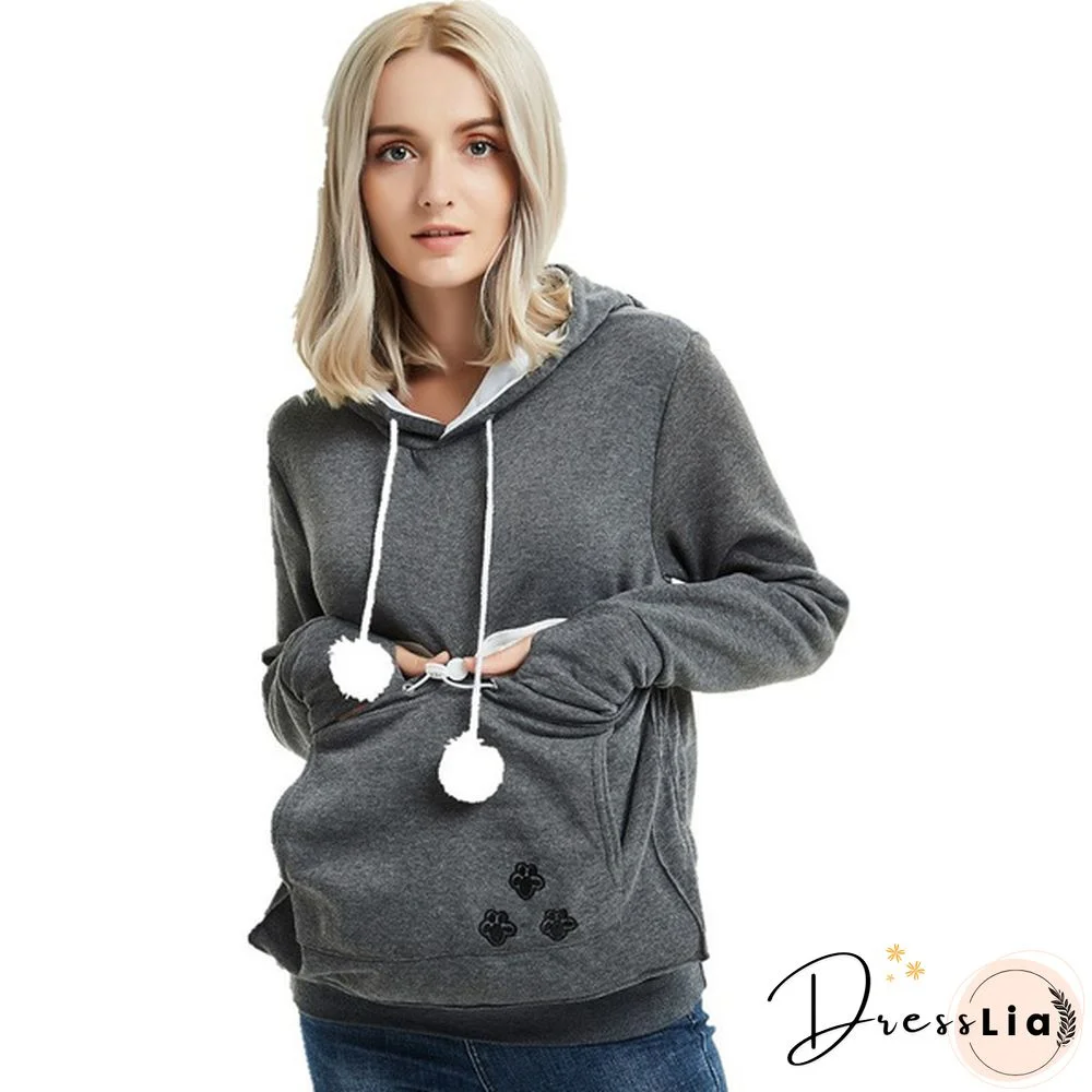 Winter Hoodies Fashion Pet Hoodie Cat And Dog Big Pocket Lovers Long Sleeve Coat