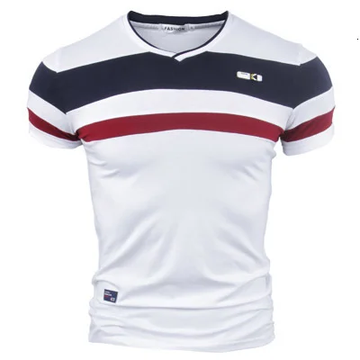 Men Short Sleeve T Shirts New Summer 100% Pure Cotton Vintage Patchwork Tees VNeck Cotton T-shirt Homme Top M-4XL