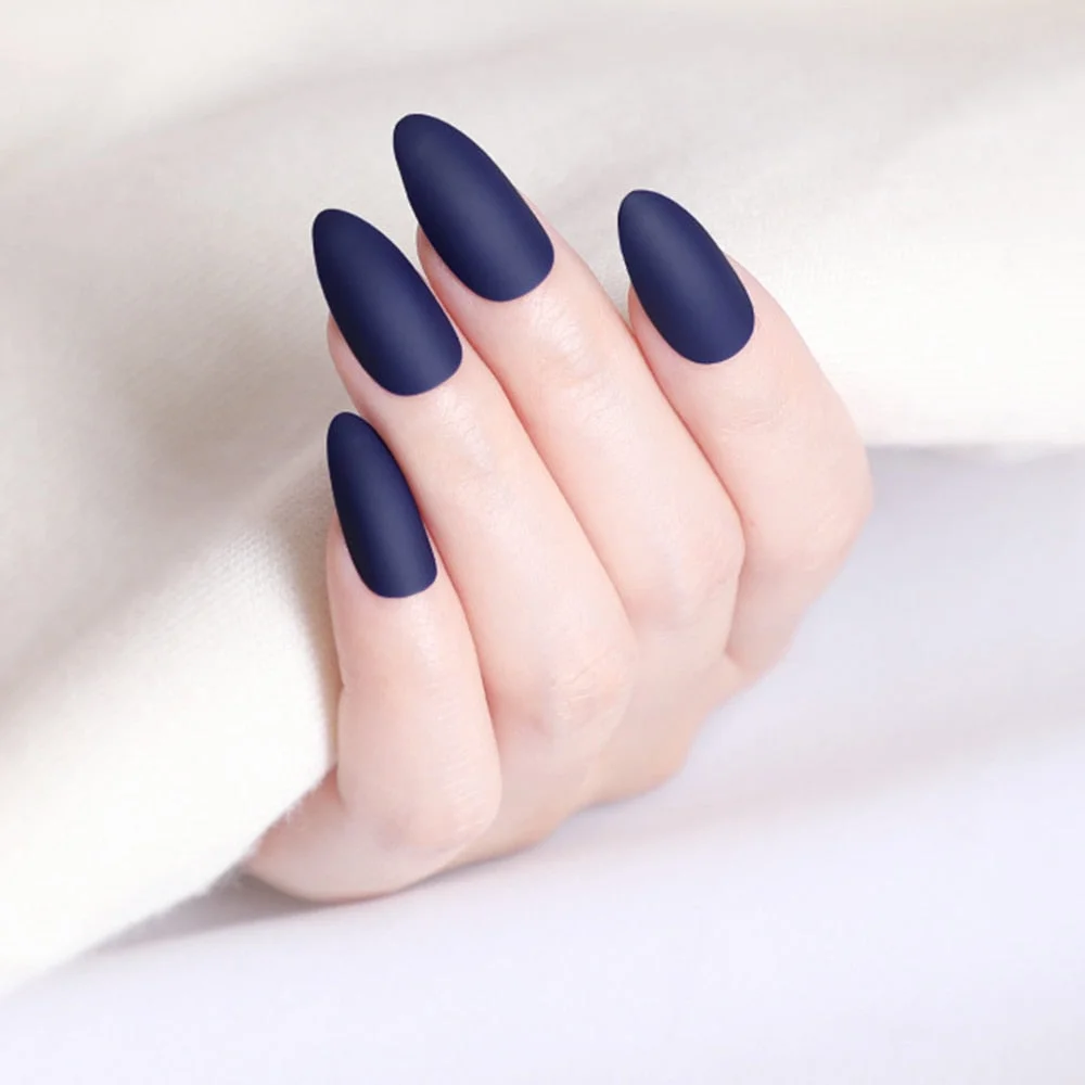 24Pcs Matte Dark Brown Artificial Fake Nails Long Stiletto False Nails For Design DIY Fingernails Art Tip Manicure Tool-Nail Inspo