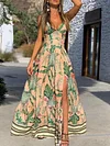 Floral Printed Defined Waist Split-Front Maxi Dresses