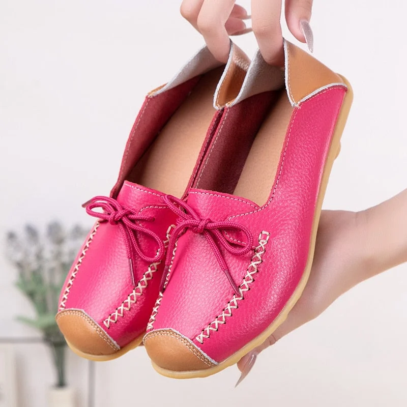 Woman Shoes New Spring Autumn Genuine Leather Women Loafers Flats Female Moccasins Shoe Slip On Women's Loafers Large Size