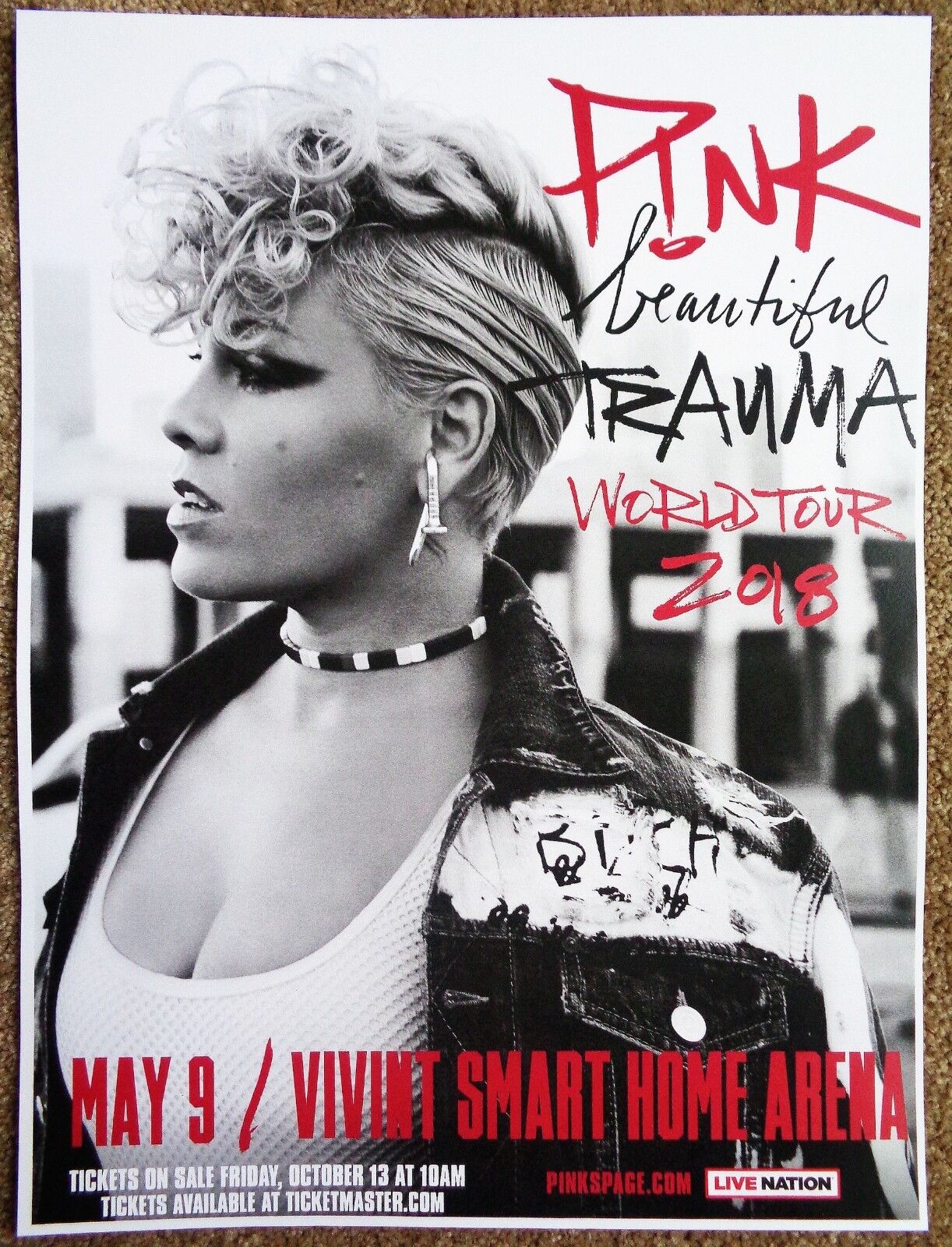 PINK 2018 Gig POSTER Salt Lake City Concert Utah Beautiful Trauma Tour