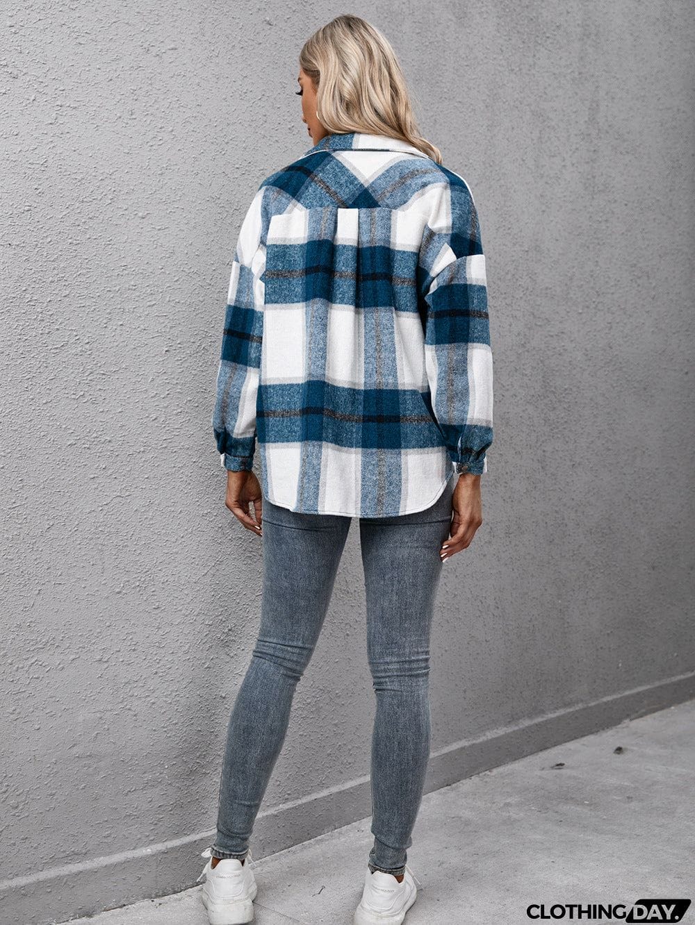 Plaid Long Sleeve Shirt Jacket