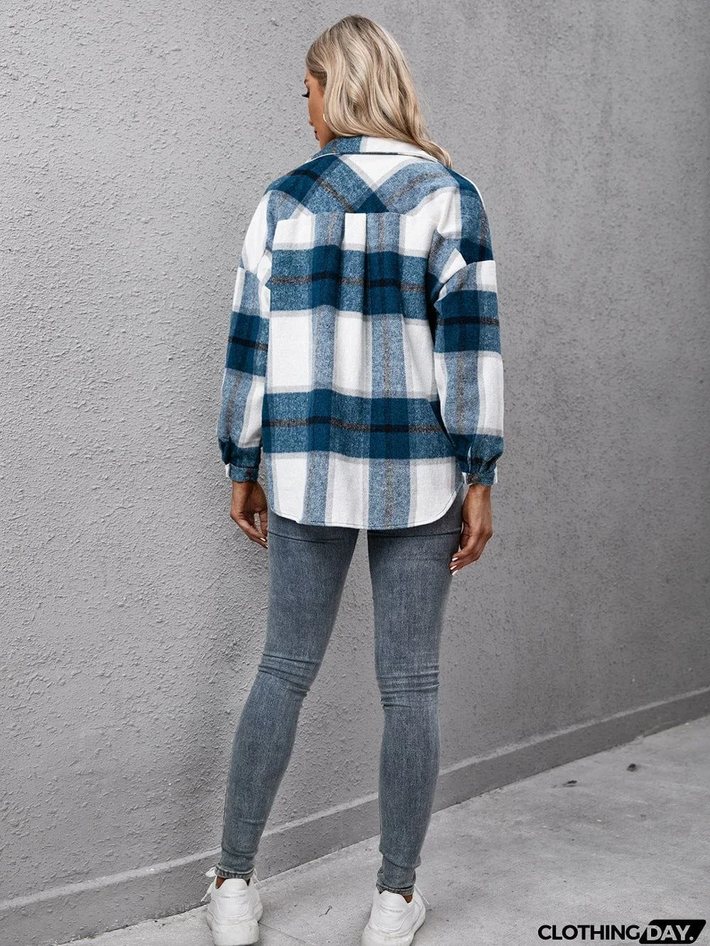 Plaid Long Sleeve Shirt Jacket