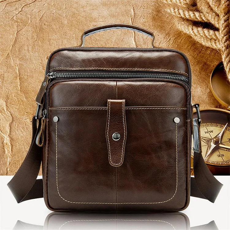 Classic Leather Crossbody Bag Outdoor Casual Shoulder Bag Handbag For Men