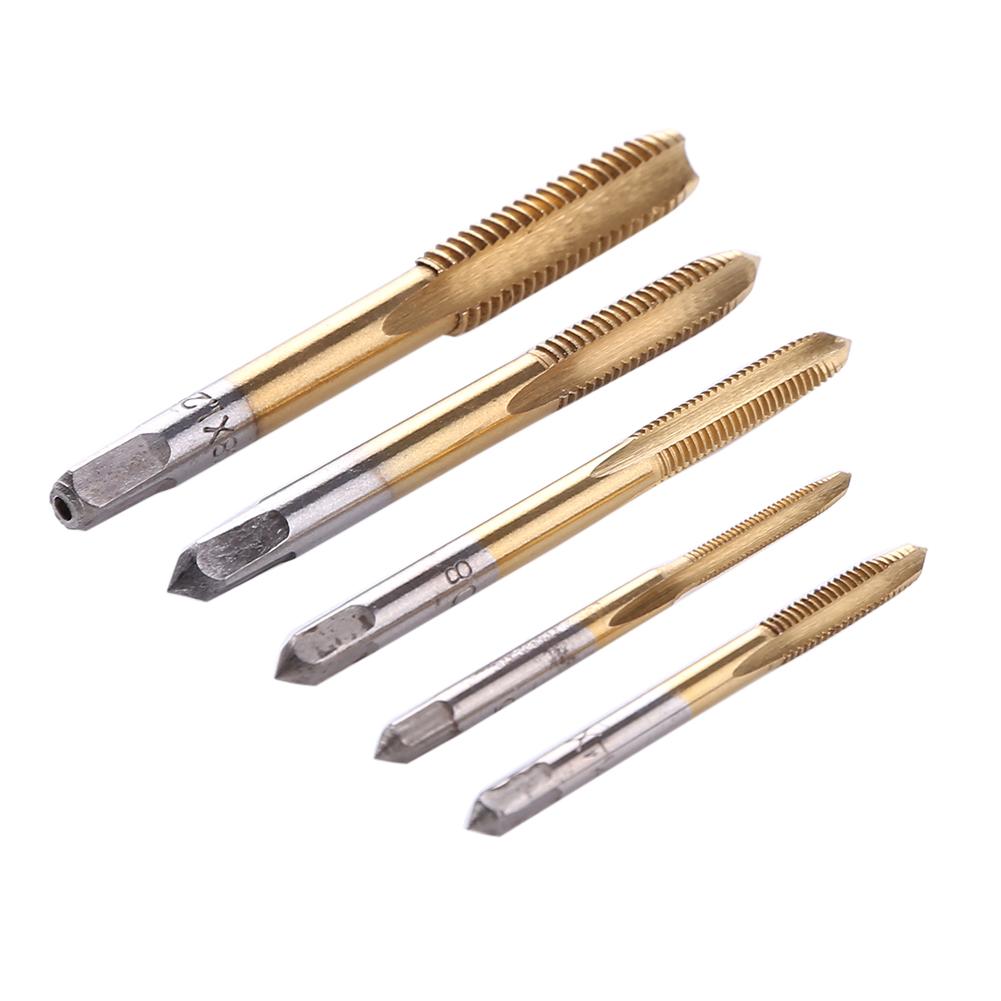 

5pcs/Set HSS M3 M4 M5 M6 M8 Titanium Spiral Screw Tap Drill Bits Hand Tools, 501 Original