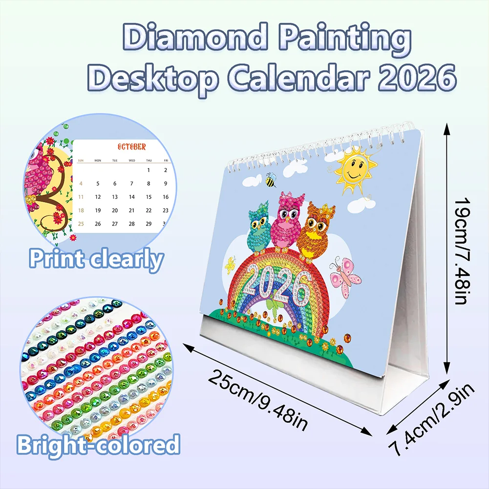 2026 Calendar Diamond Painting Kit DIY Diamond Art Desk Calendar for Home Office