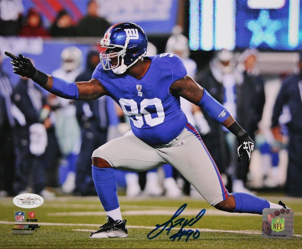 Jason Pierre Paul Autographed 8x10 Horizontal Pointing Photo Poster painting- JSA Authenticated