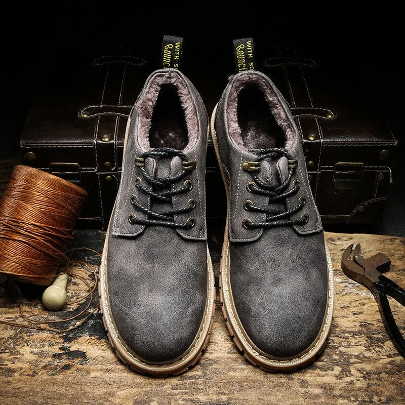 VRYHEID 2022 Men Casual Shoes Men Martins Leather Shoes Work Safety Shoes Winter Waterproof Ankle Botas Brogue Plus Size 37-47