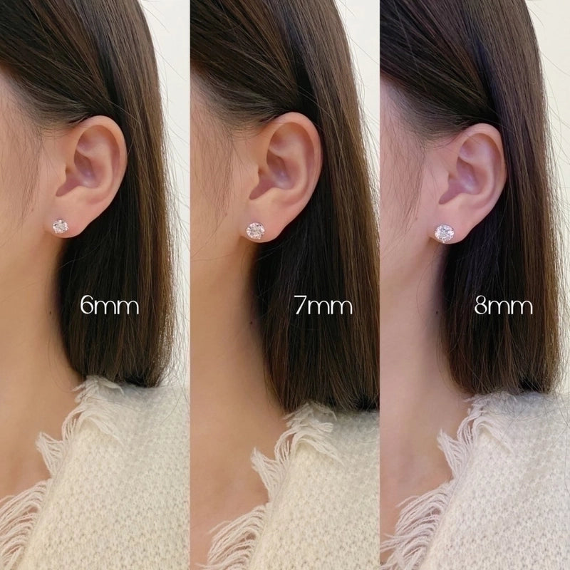 1 Pair 925 Sterling Silver Zircon Geometric Square Water Droplets Ear Studs