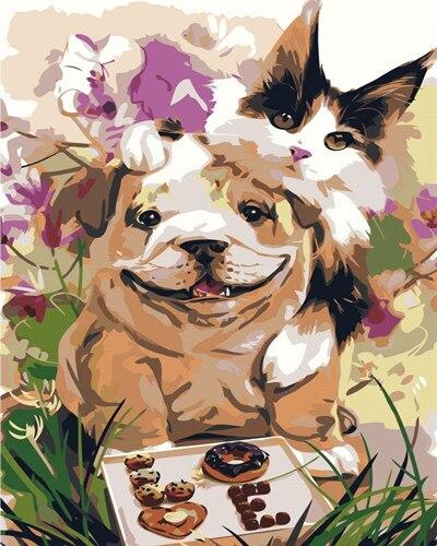 

French Bulldog And Cat – Paint By Numbers - 40*50CM, 501 Original