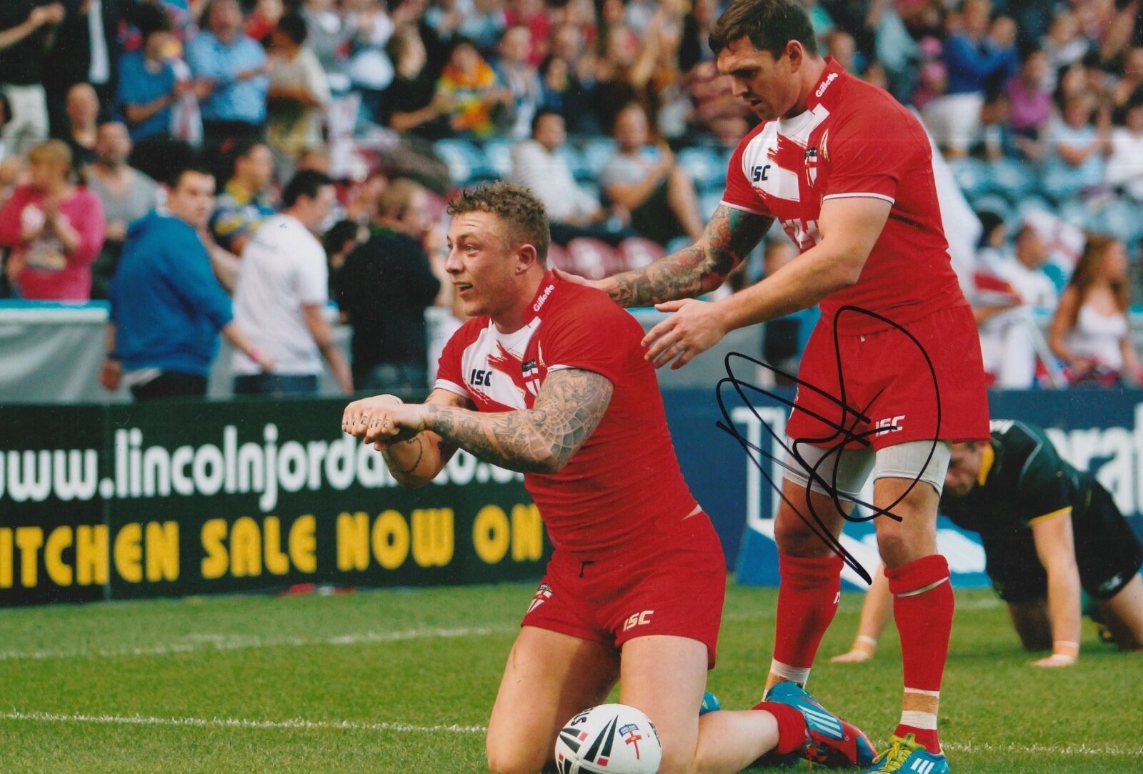 ENGLAND HAND SIGNED JOSH CHARNLEY 12X8 Photo Poster painting RUGBY LEAGUE 1.