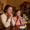 Jesus Cross Flowers Building Blocks Set Building Bricks Kit Construction Bricks Toy Gifts for Anniversaries Valentines Day Halloween