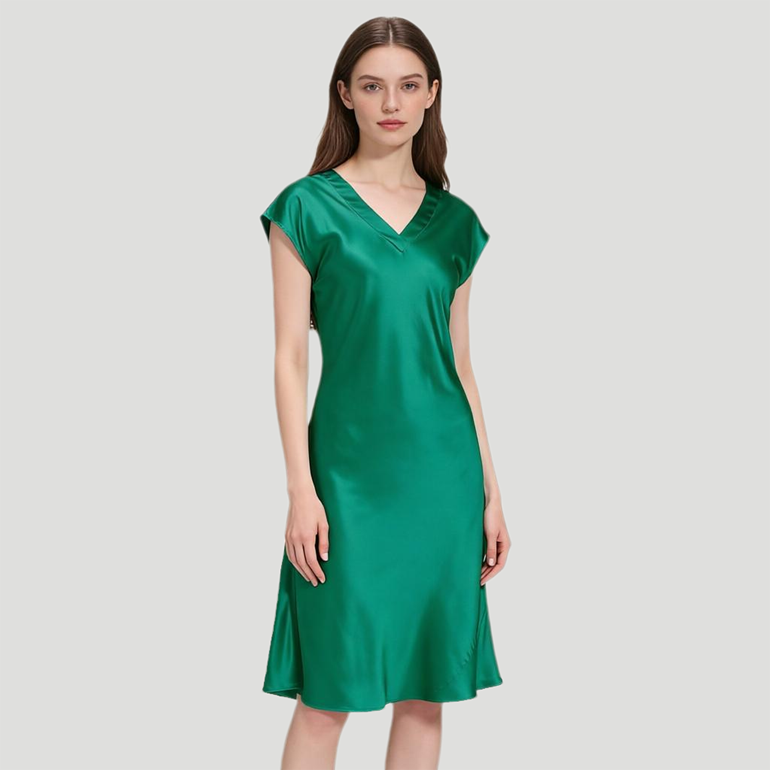 Silk Nightgown Women 22 Momme Mulberry Silk Short Sleeve Elegant Sleepwear REAL SILK LIFE
