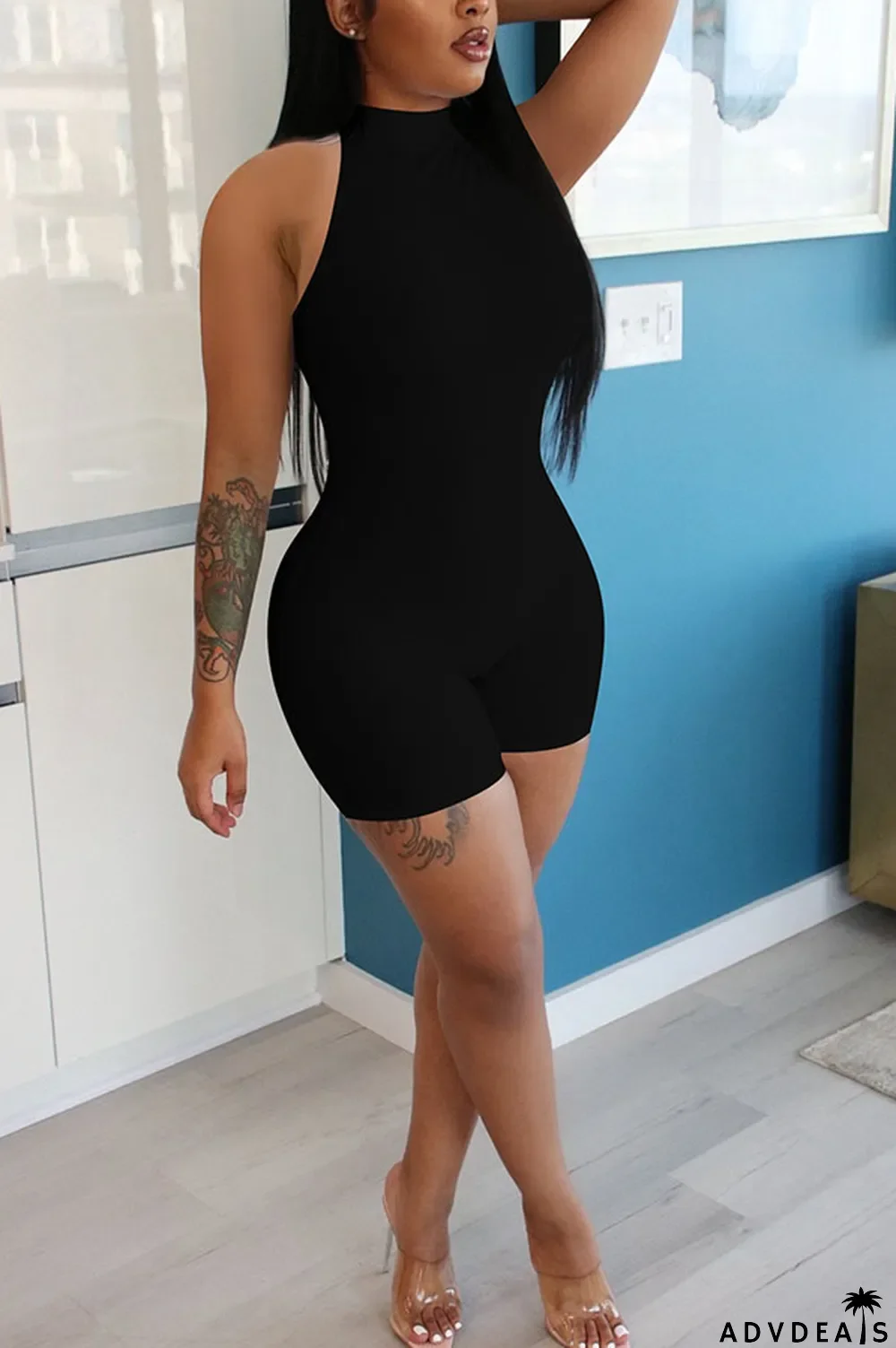 Grey Fashion street Solid Milk. Sleeveless O Neck Jumpsuits