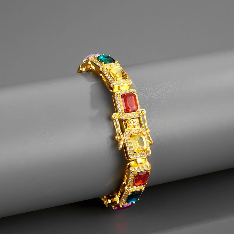 Hip-Hop Geometric Alloy Diamond Zircon Men’s Bracelets Necklace