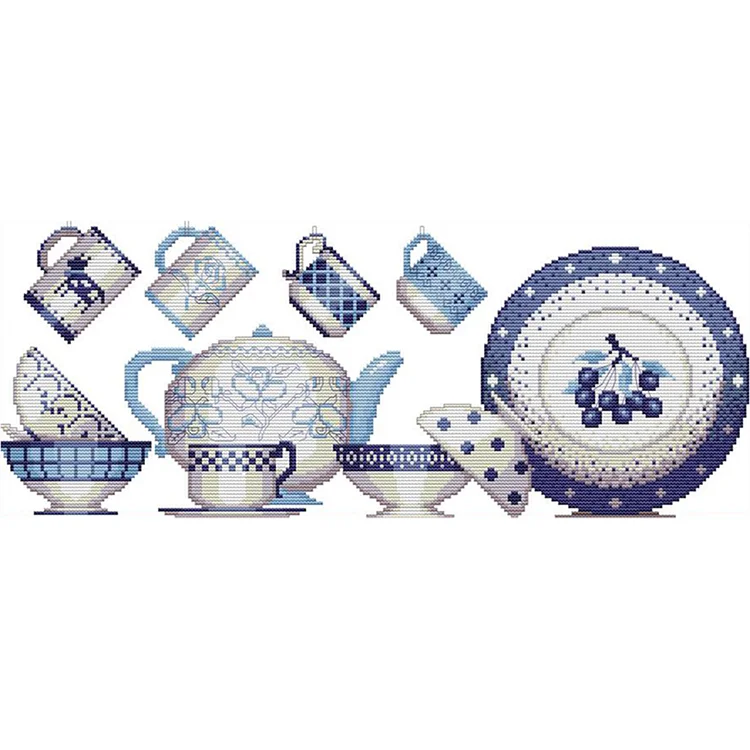 Joy Sunday Porcelain 14CT Stamped Cross Stitch 48*21CM