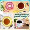 8pcs Cartoon DIY Diamond Painting Wooden Coasters Art Kits with Holder (Donut)