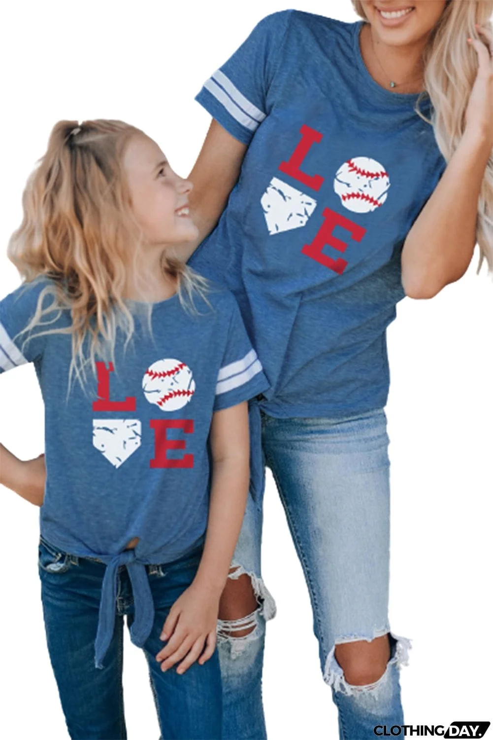 Family Matching LOVE Baseball Graphic Print Mama's T Shirt