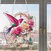 Diamond Painting Acrylic Hummingbird Flowers Window Hanging Pendant for Home Decor