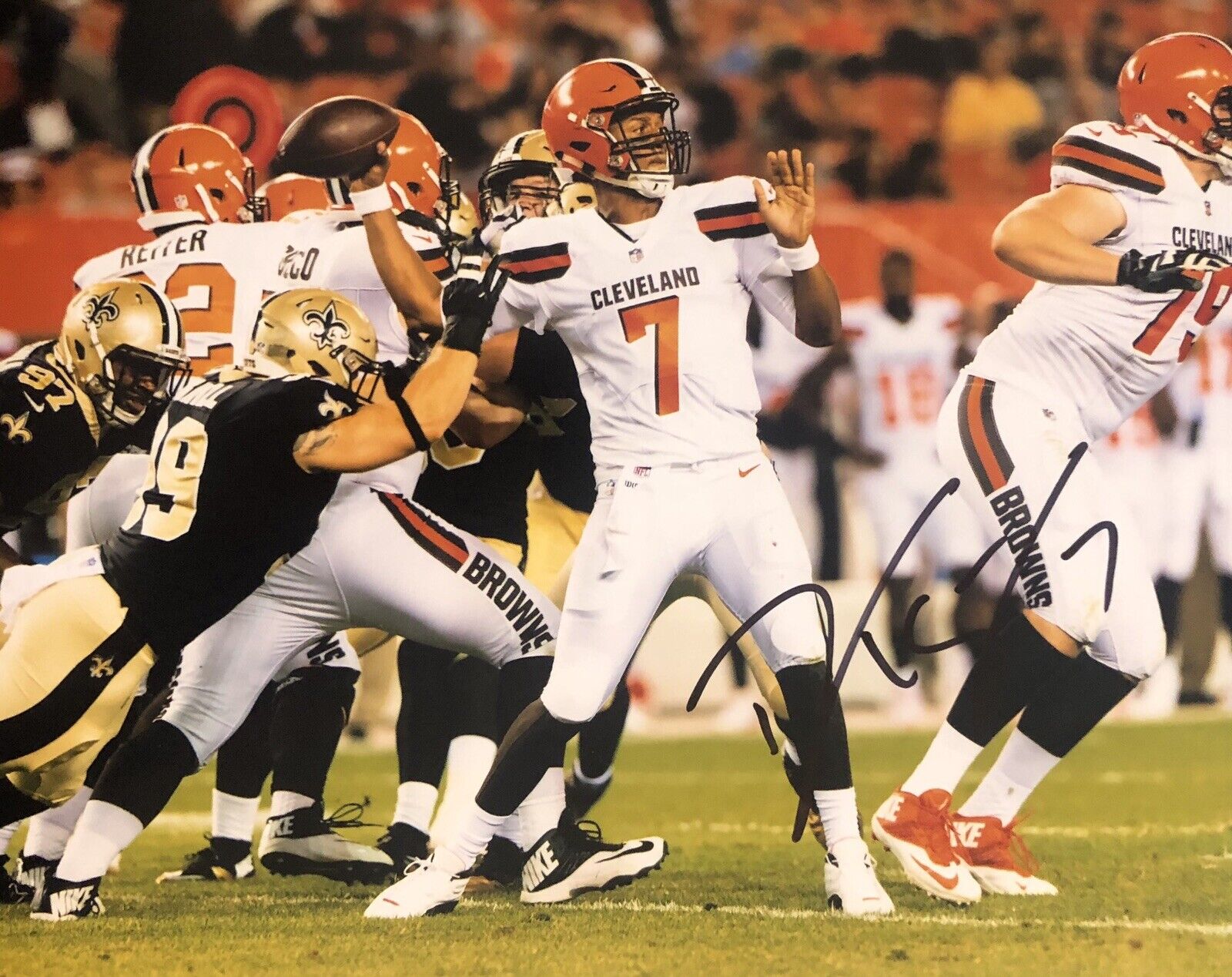 Deshone Kizer Signed Autographed Cleveland Browns 8x10 Photo Poster painting Coa First Game