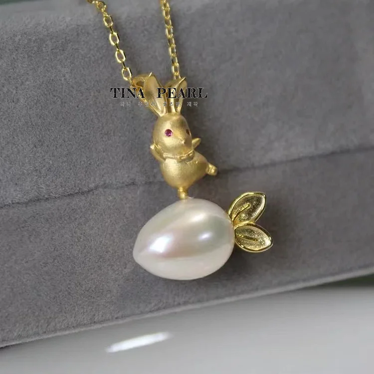 2024 TINA Jewelry Cute 18k gold rabbit radish necklace