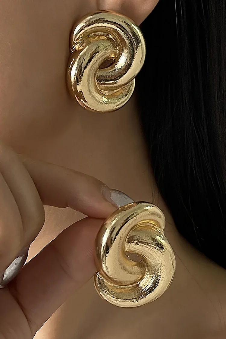 Fashionable Spiral Design Oversize Stud Earrings