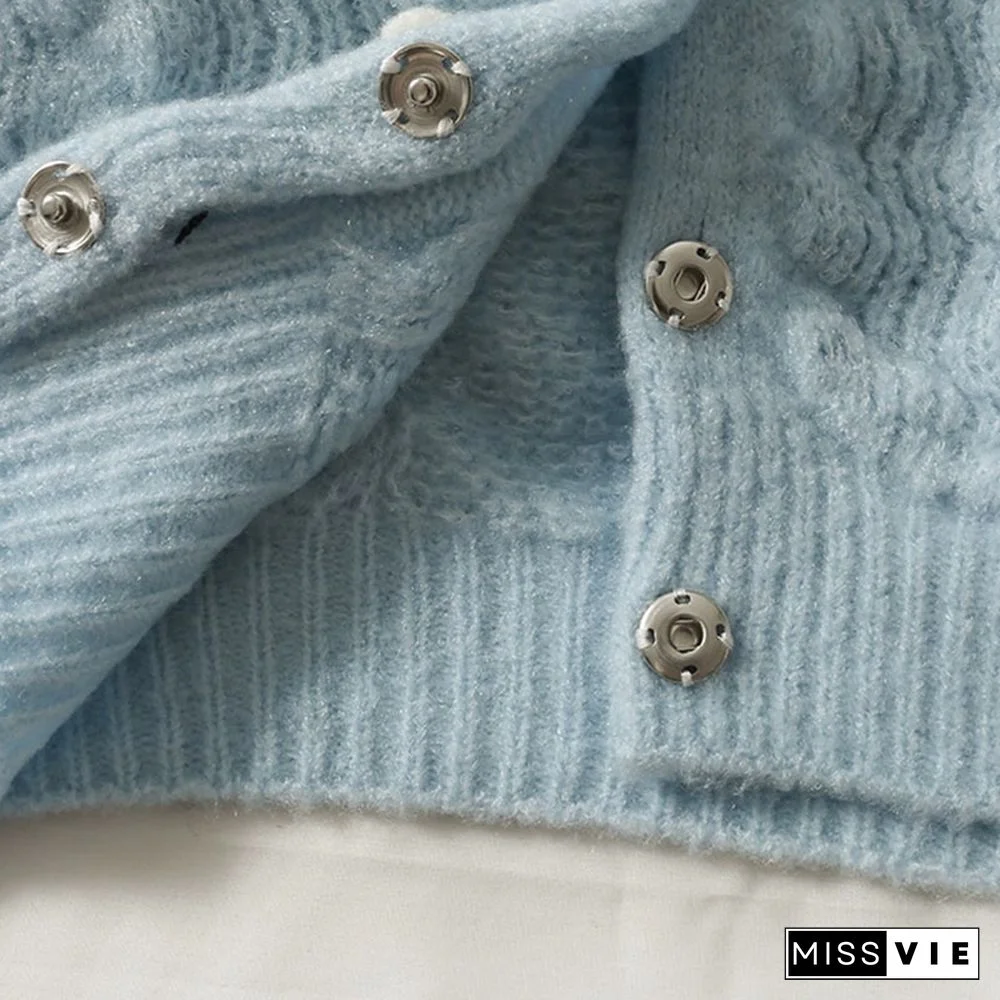 Fashion Flowers Cardigan Knitted Sweater