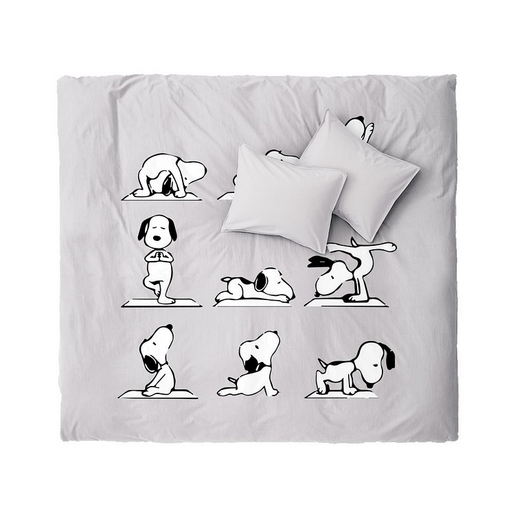 Snoopy Different Yoga Poses, Snoopy Duvet Cover Set