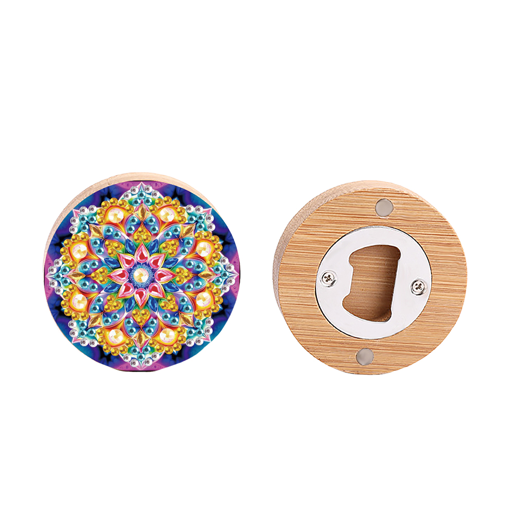 Wooden PET Mandala 5D DIY Diamond Art Magnets Bottle Opener Crafts for Beginners