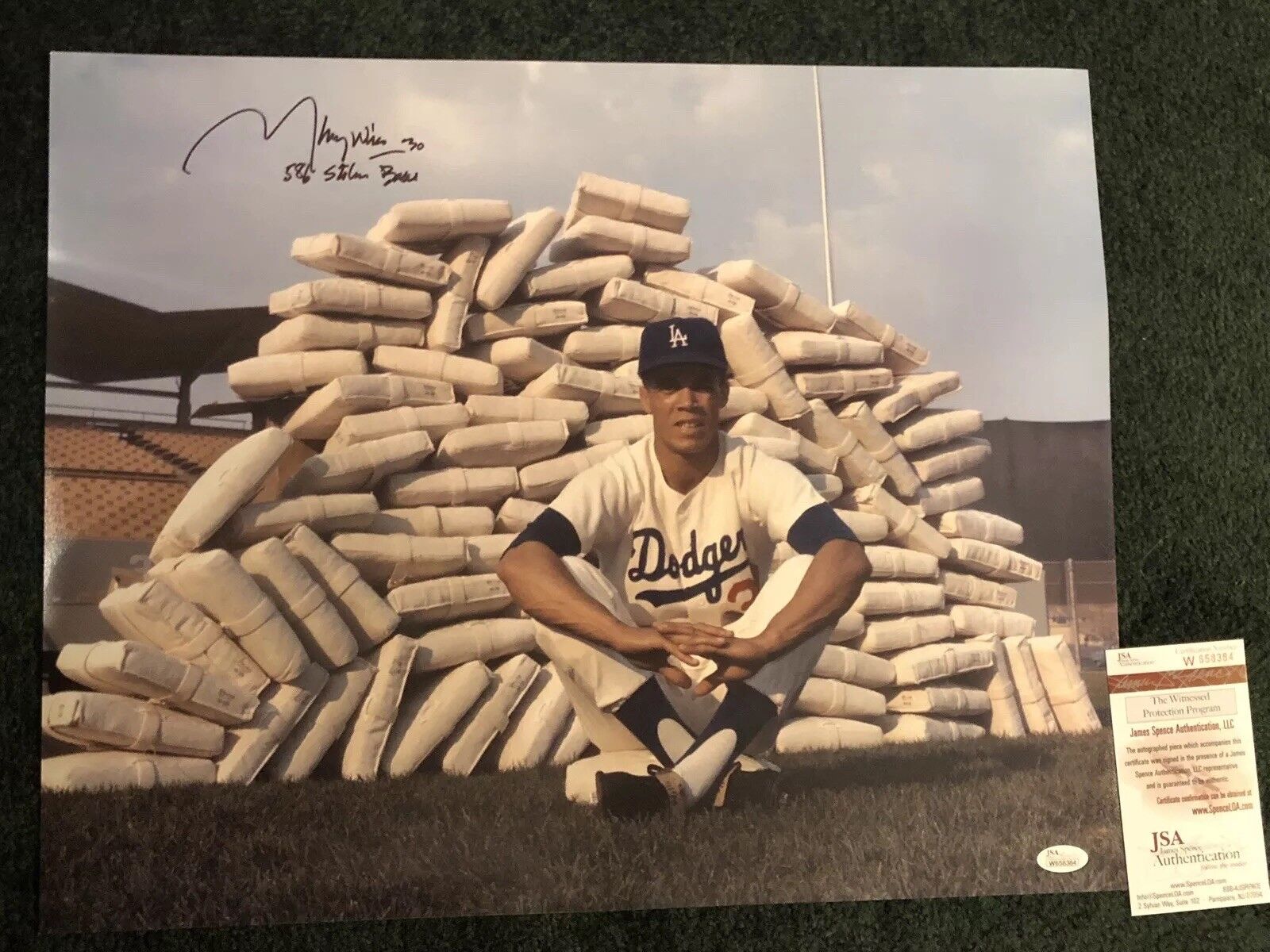 Maury Wills Signed Autographed Los Angels Dodgers 16x20 Photo Poster painting JSA COA Rare